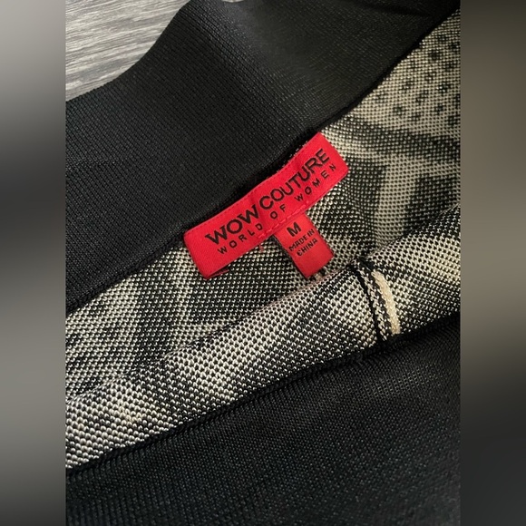 WOW Couture Black and Cream Patterned Leggings - Picture 3 of 6